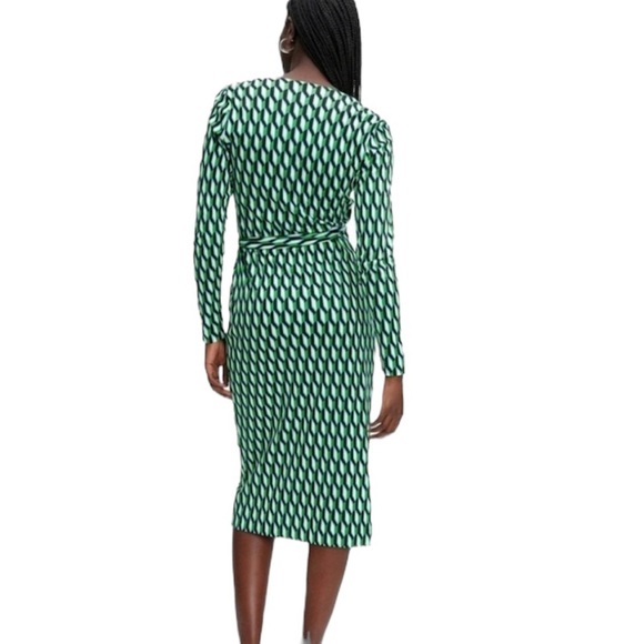 DVF x Target Collab Long Sleeve Midi Arrow Geo Green Wrap Dress - Size Large - Picture 2 of 6